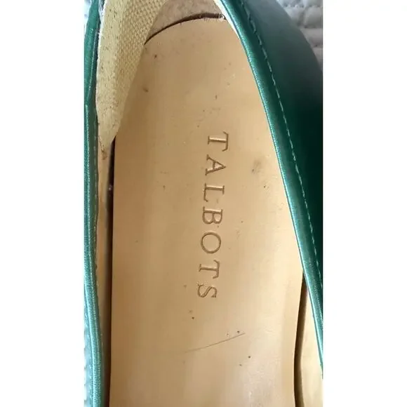 Talbots Leighton 8.5 Emerald Green Leather Tassel Loafers Classic Preppy Flats - Picture 2 of 10